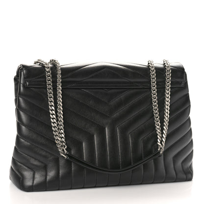 Saint Laurent Calfskin Y Quilted Monogram Large Loulou Chain Satchel Black 3 of 11