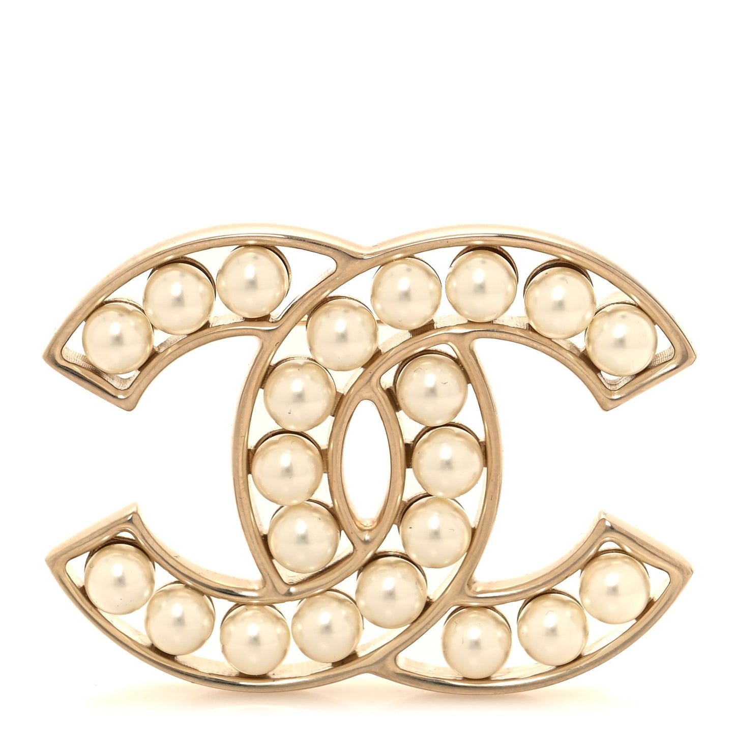 Pearl CC Brooch Light Gold