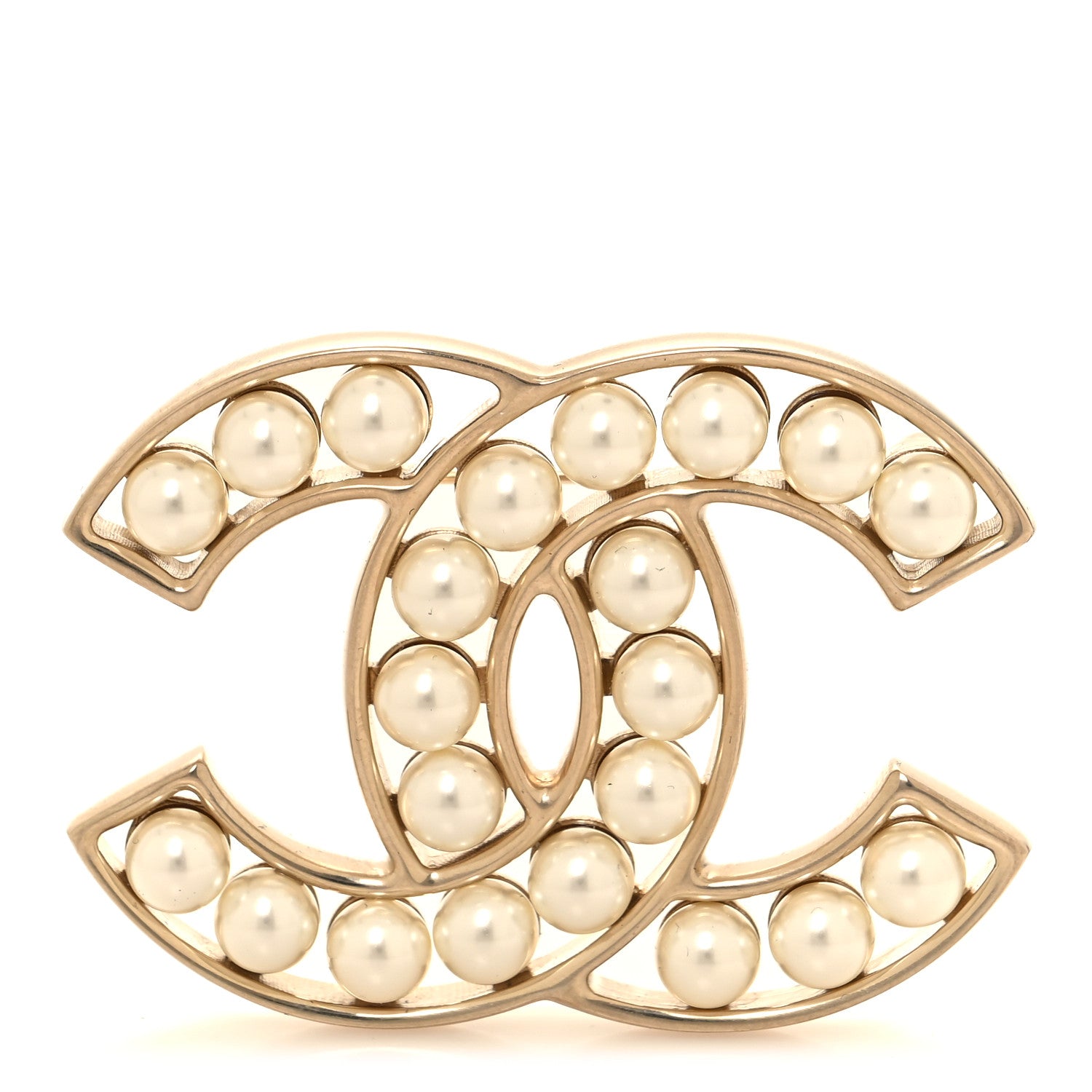 Chanel Pearl CC Brooch Light Gold 1 of 4