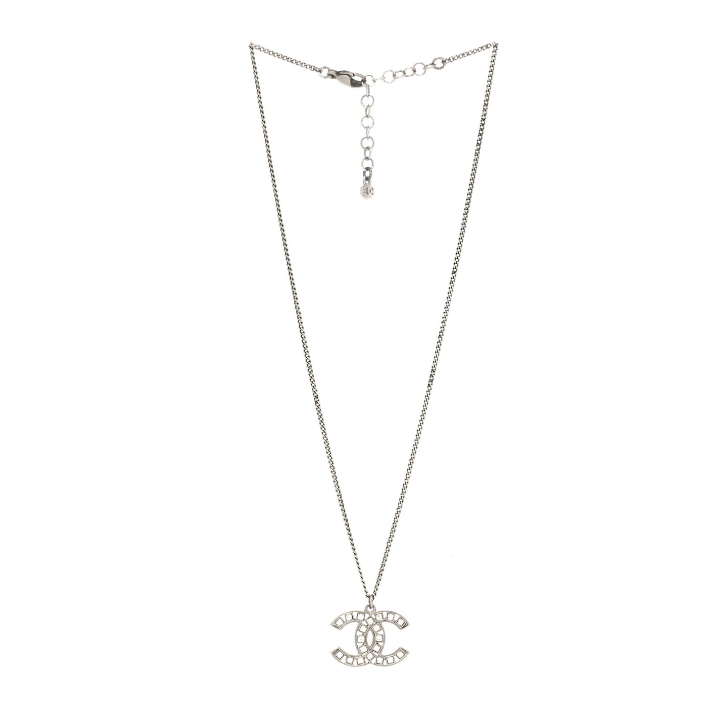 Baguette Crystal CC Necklace Silver