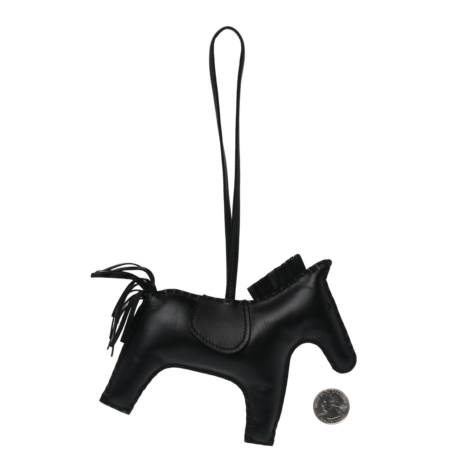 Hermes Milo Lambskin Grigri Rodeo Horse Bag Charm GM So Black 2 of 5