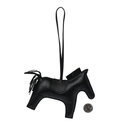 Hermes Milo Lambskin Grigri Rodeo Horse Bag Charm GM So Black 2 of 5