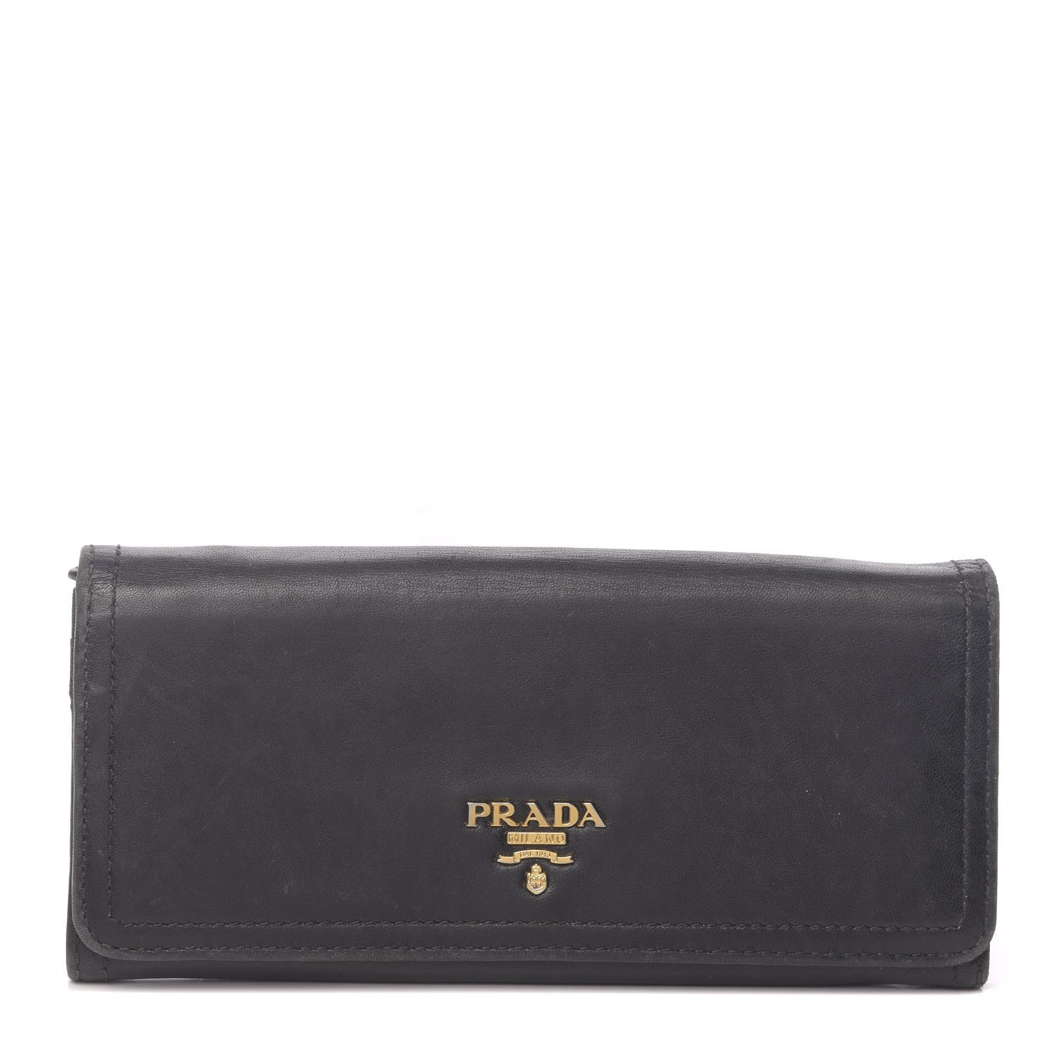Prada Vitello Phenix Continental Flap Wallet Black 1 of 16