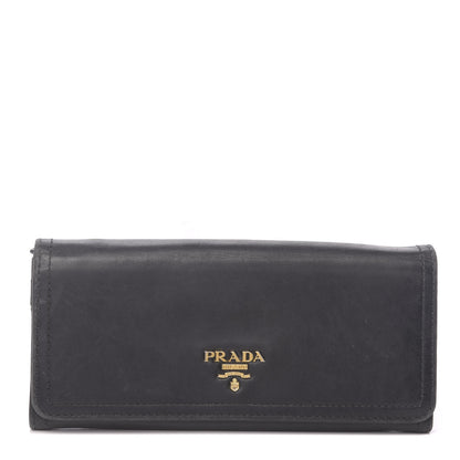 Prada Vitello Phenix Continental Flap Wallet Black 1 of 16