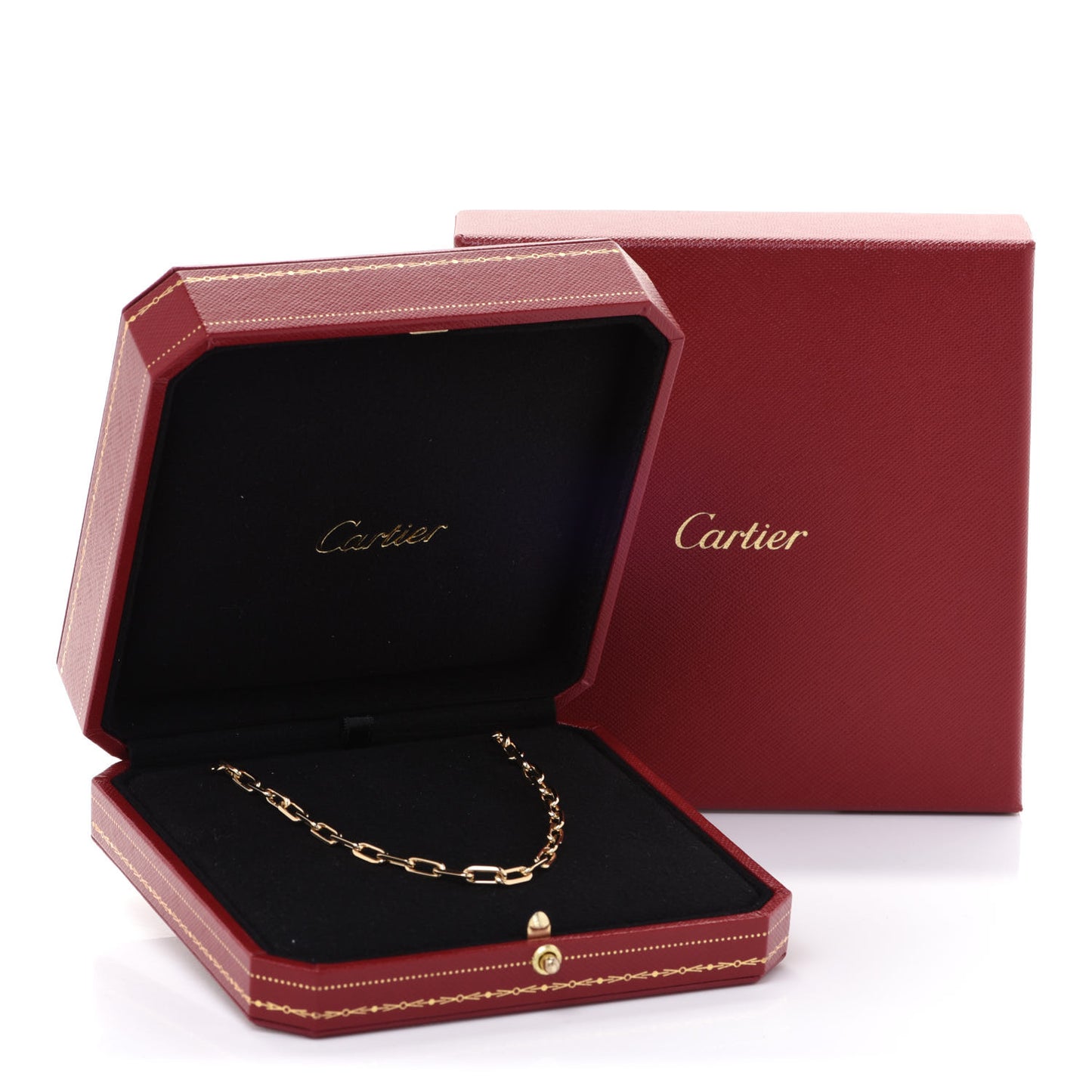 18K Yellow Gold SM Santos De Cartier Link Necklace