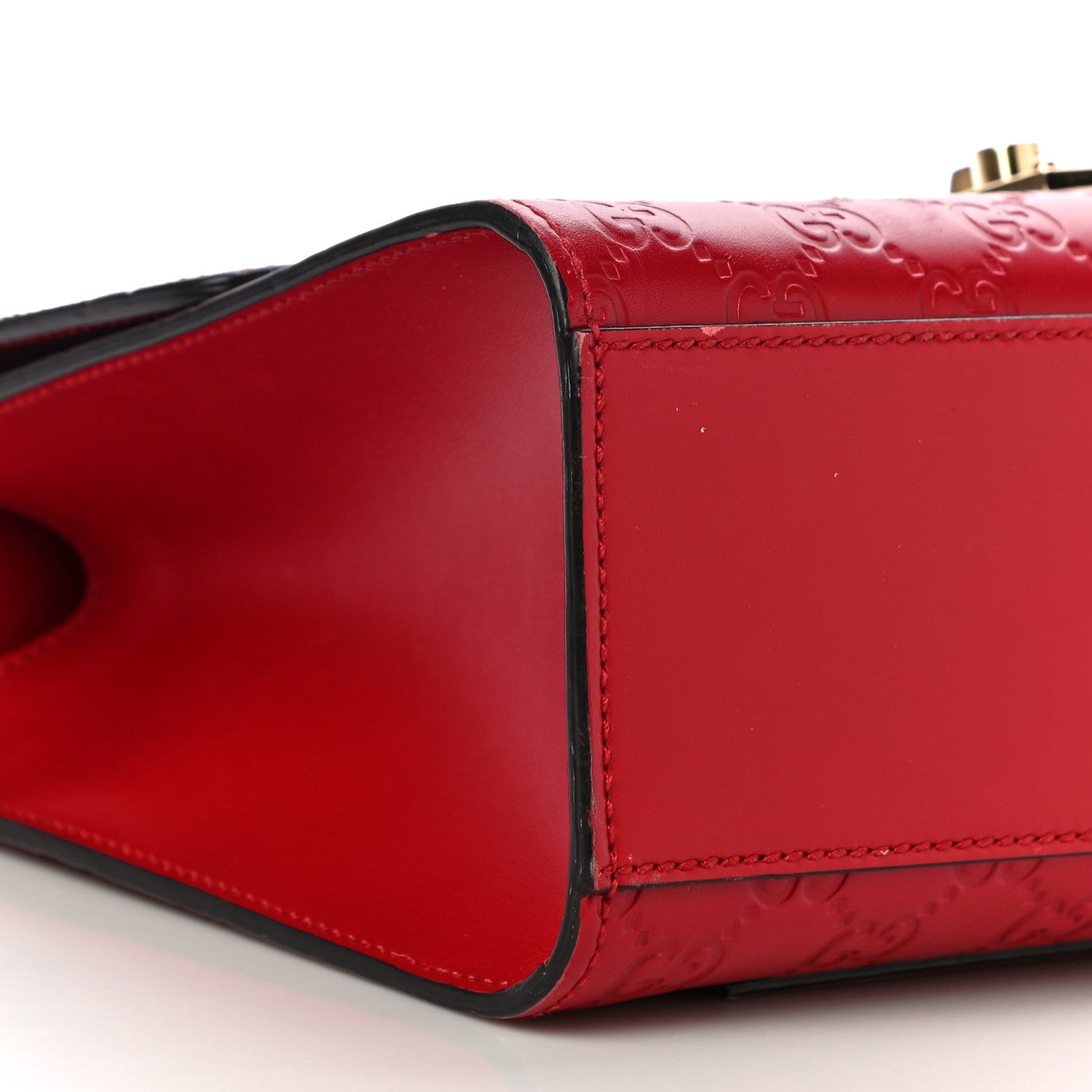 Gucci Guccissima Medium Padlock Shoulder Bag Hibiscus Red 10 of 17