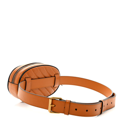 Gucci Vintage Effect Calfskin Matelasse Diagonal Torchon GG Marmont Belt Bag 95 38 Cognac 3 of 11