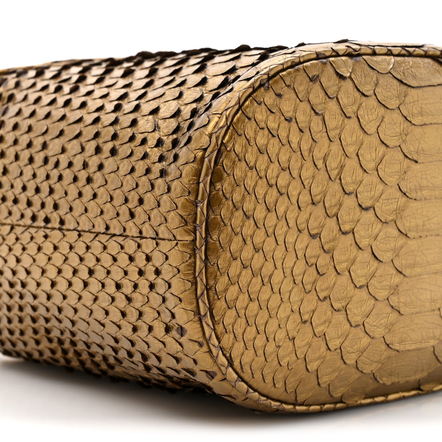 Chanel Metallic Snakeskin Paris Hamburg Drawstring Bucket Bag Gold