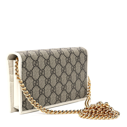 Gucci GG Supreme Monogram Azalea Calfskin Horsebit 1955 Wallet On Chain Beige Ebony Mystic White 2 of 10