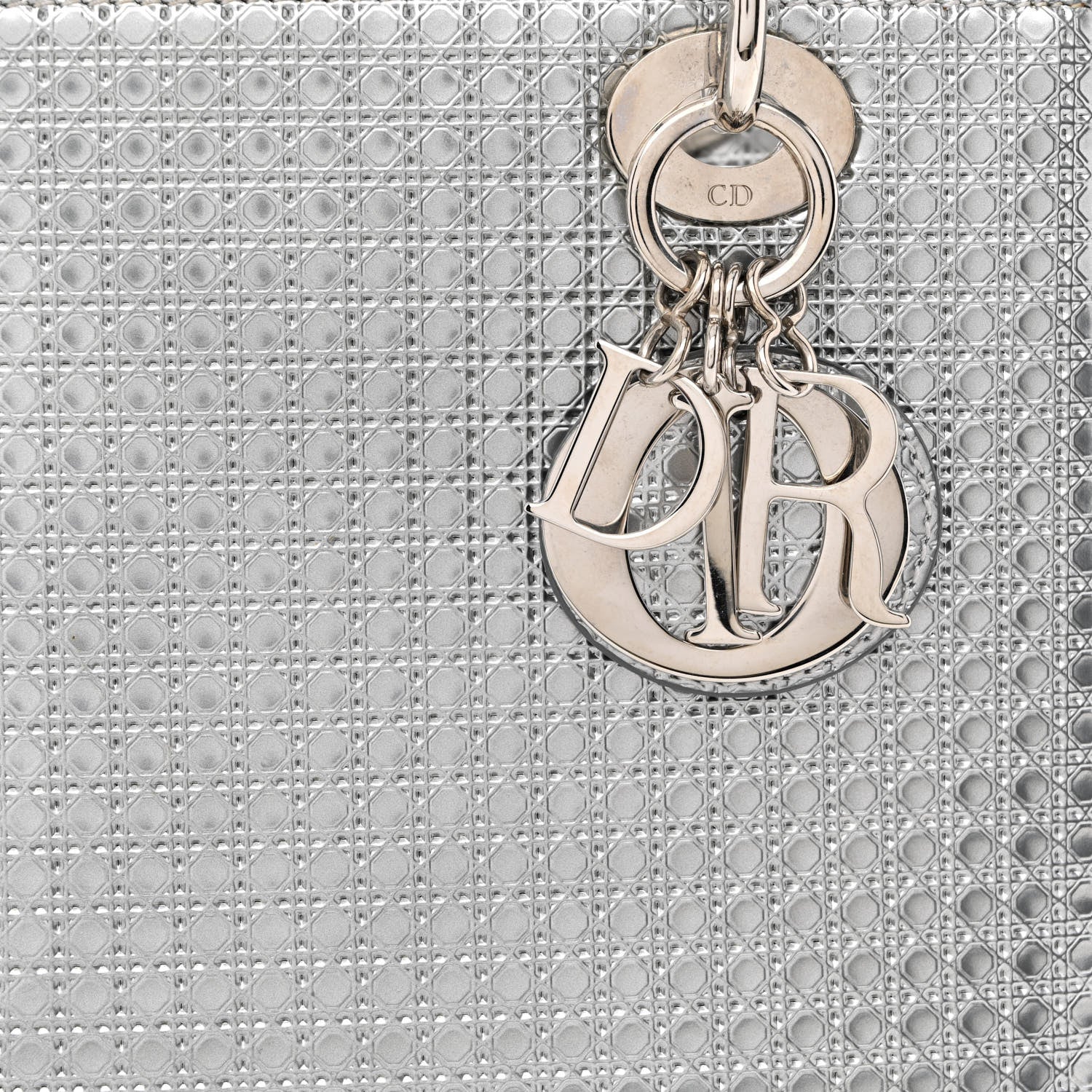 Christian Dior Metallic Patent Micro-Cannage Medium Lady Dior Silver 8 of 13