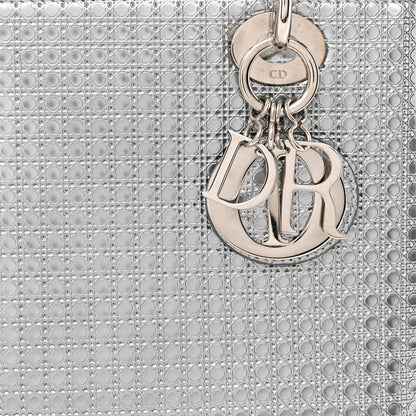 Christian Dior Metallic Patent Micro-Cannage Medium Lady Dior Silver 8 of 13
