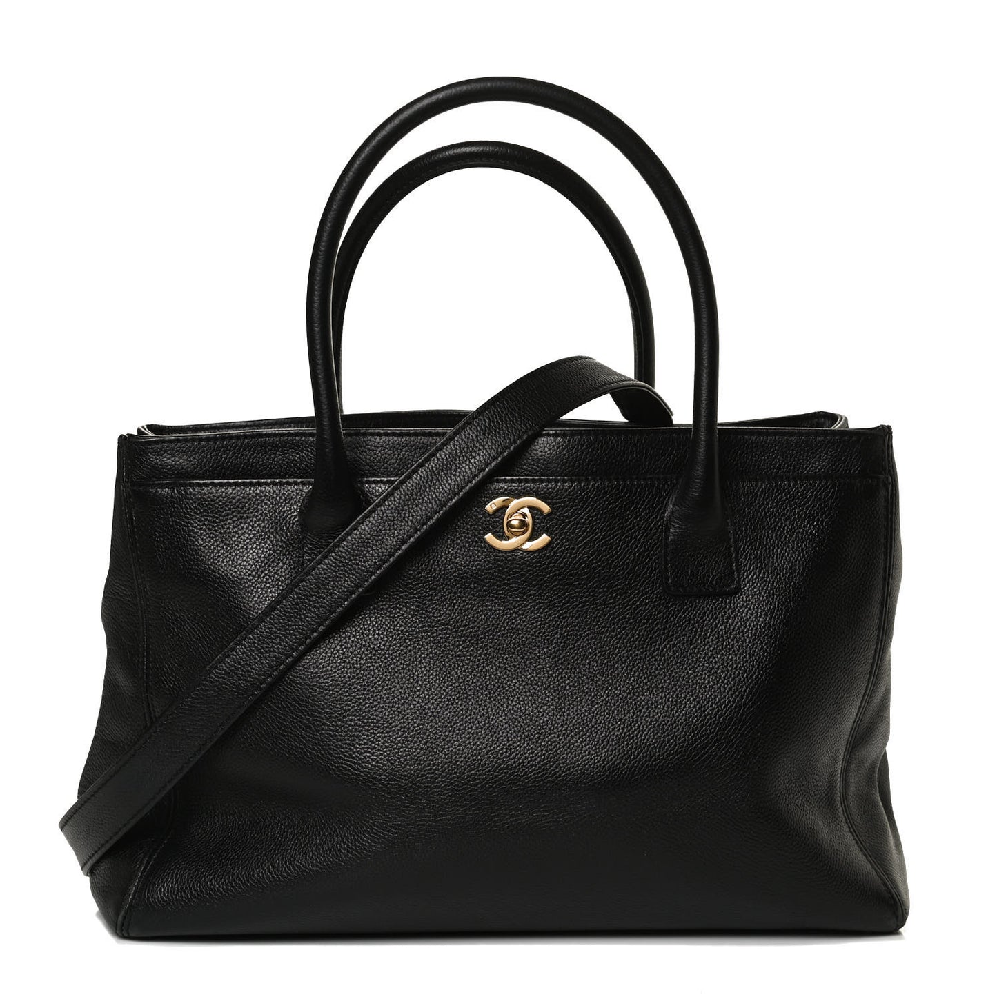 Calfskin Cerf Executive Shopper Tote Black