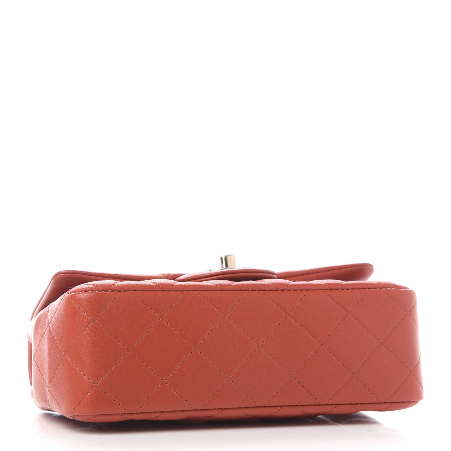 Lambskin Quilted Mini Rectangular Flap Brown