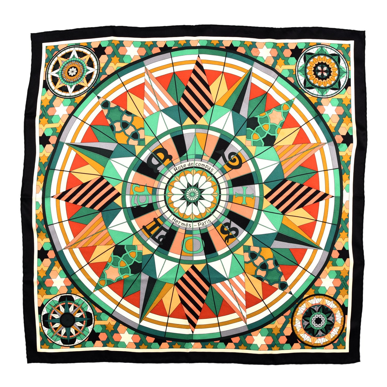 Hermes Silk Rose de Compas Scarf 70 1 of 3
