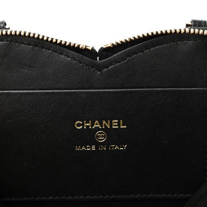 Chanel Patent Calfskin Resin Quilted CC Heart Clutch With Chain Black 11 of 17