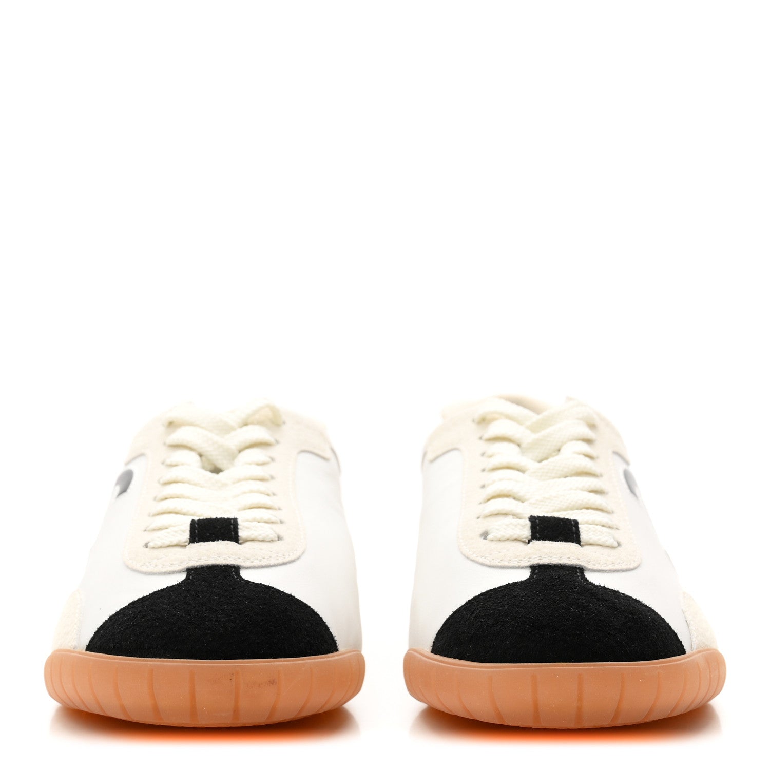 Chanel Calfskin Embossed Suede Sneakers 36.5 White Black 3 of 10