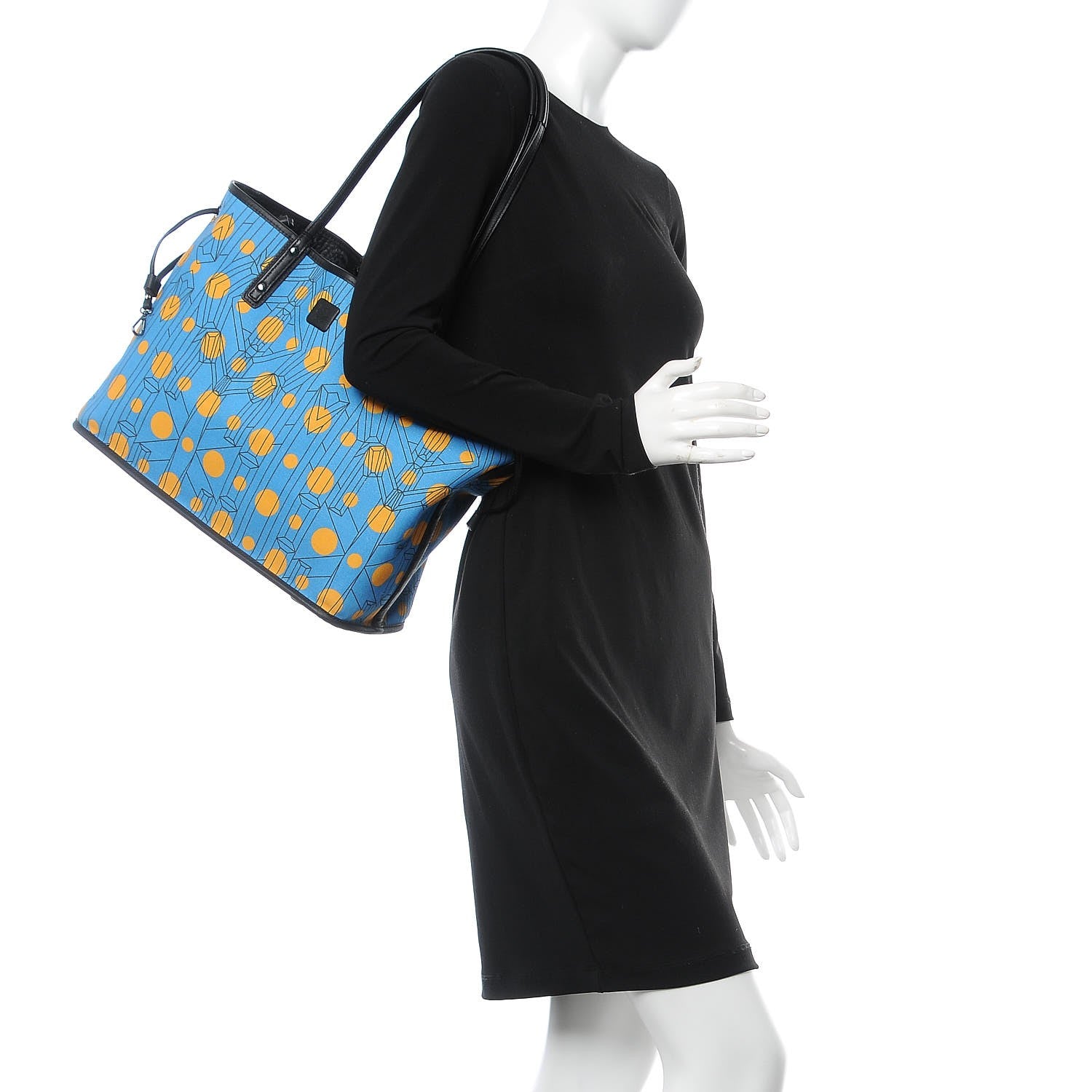 MCM Visetos Medium Anya Zip Top Shopper Tote Black 3 of 11