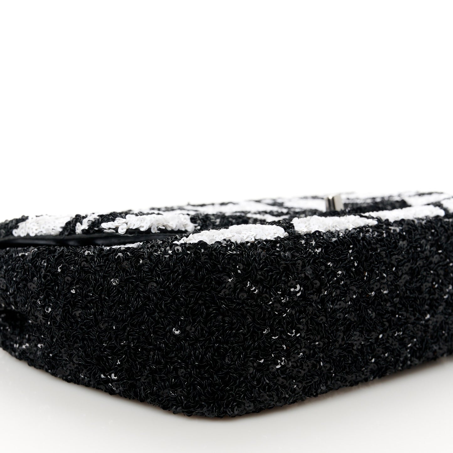 Sequin Mini Rectangular Flap Black White