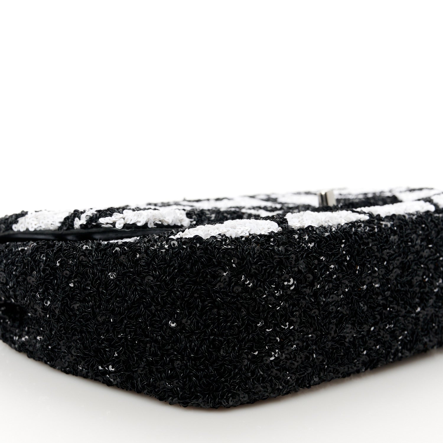 Chanel Sequin Mini Rectangular Flap Black White 10 of 12
