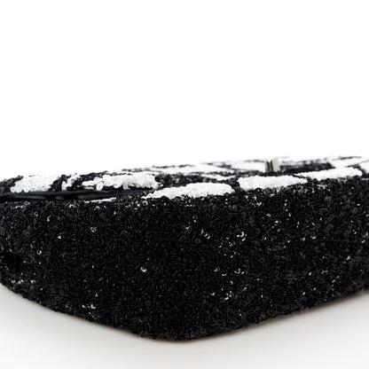 Chanel Sequin Mini Rectangular Flap Black White 10 of 12
