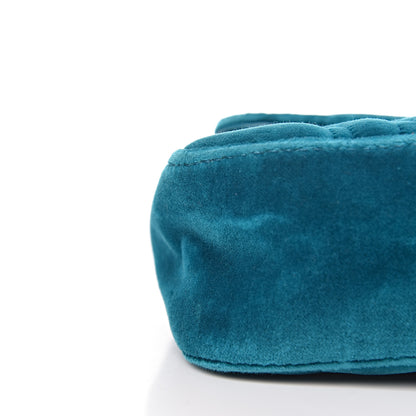 Gucci Velvet Matelasse Mini GG Marmont Shoulder Bag Pavone Cyan 11 of 13