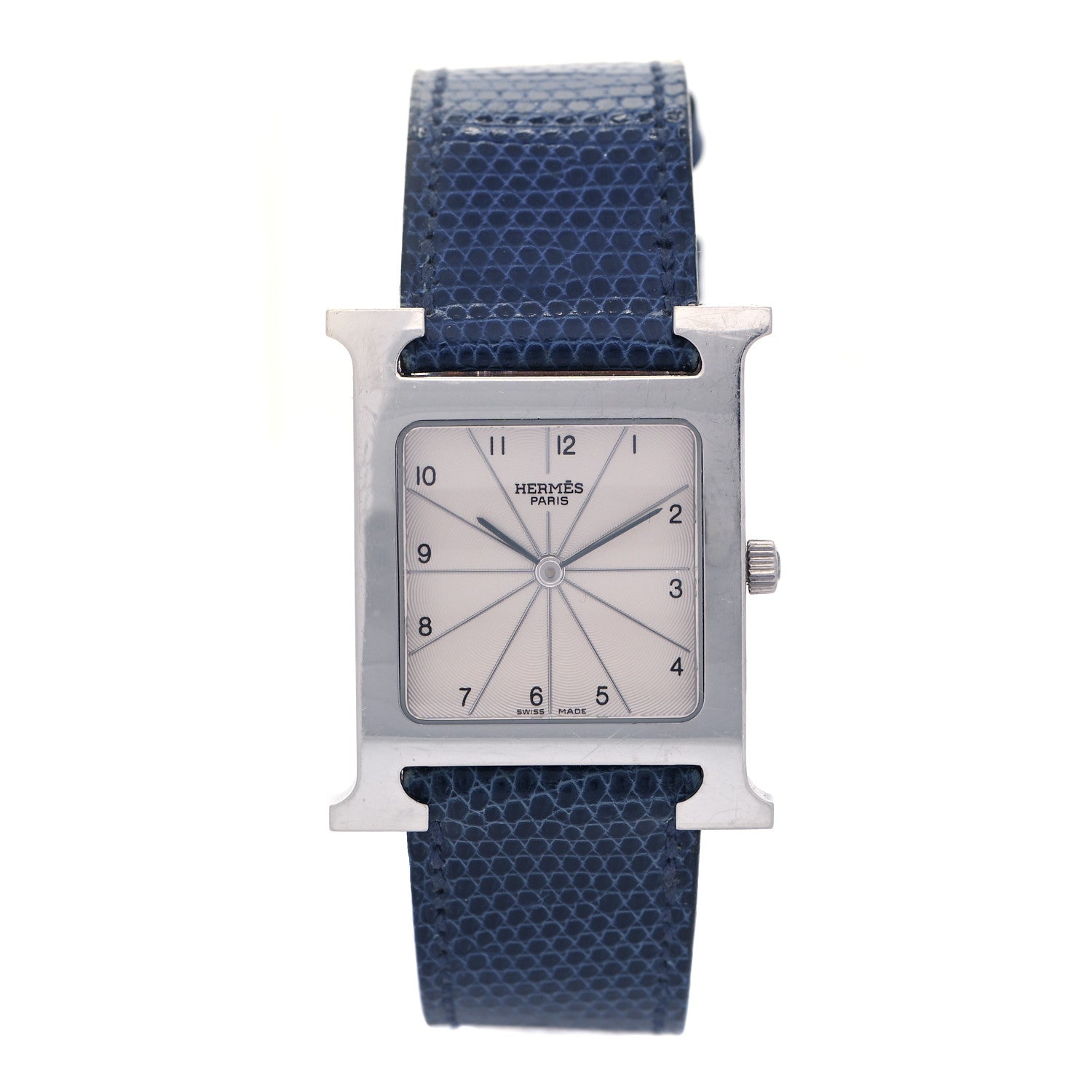 Hermes Stainless Steel Lizard 26mm Heure H Hour Quartz Watch Mykonos 1 of 7