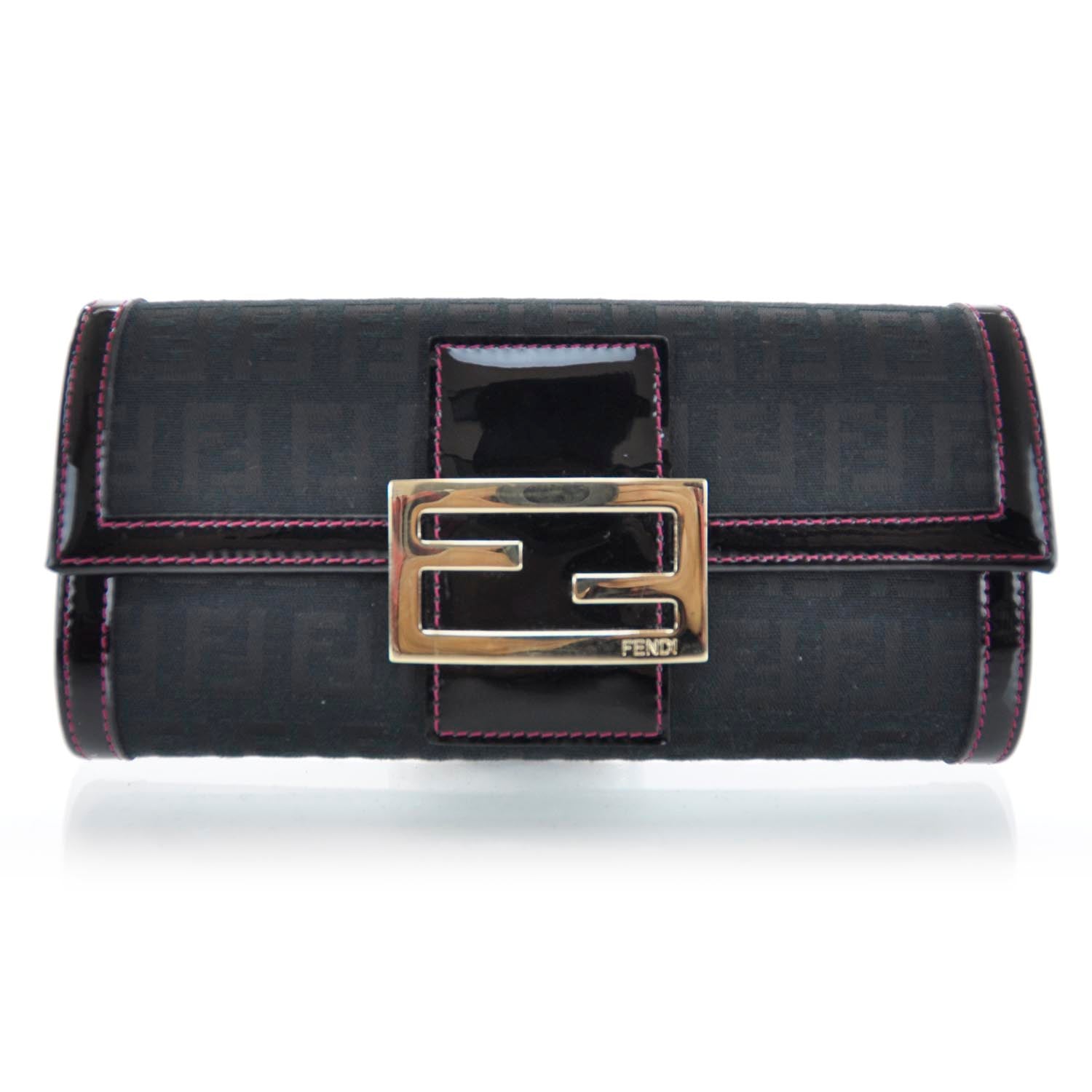 Fendi Zucchino Continental Wallet Black Pink 1 of 9