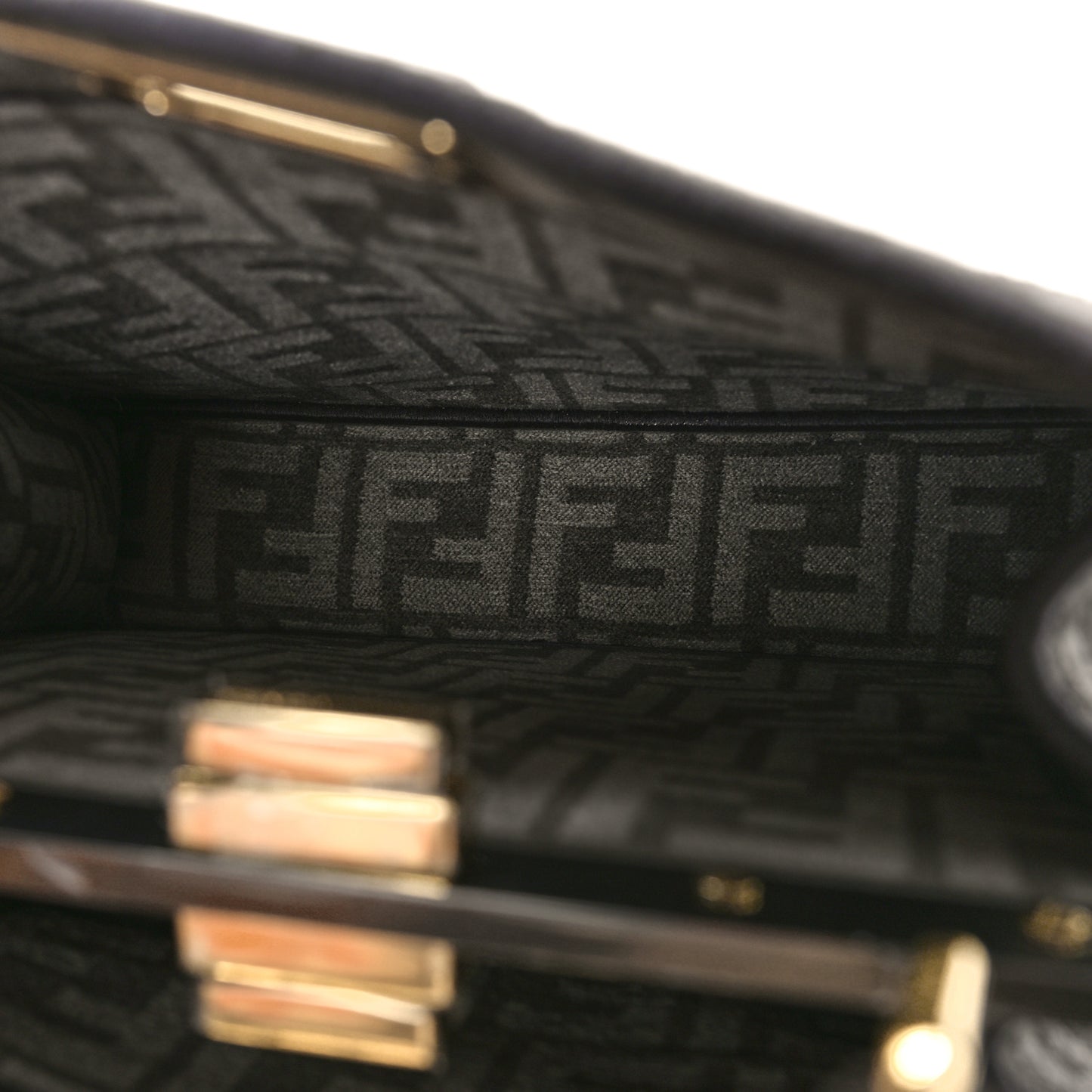 Chenille Vitello Seta FF Small Peekaboo I SEE U Satchel Anthracite Asfalto