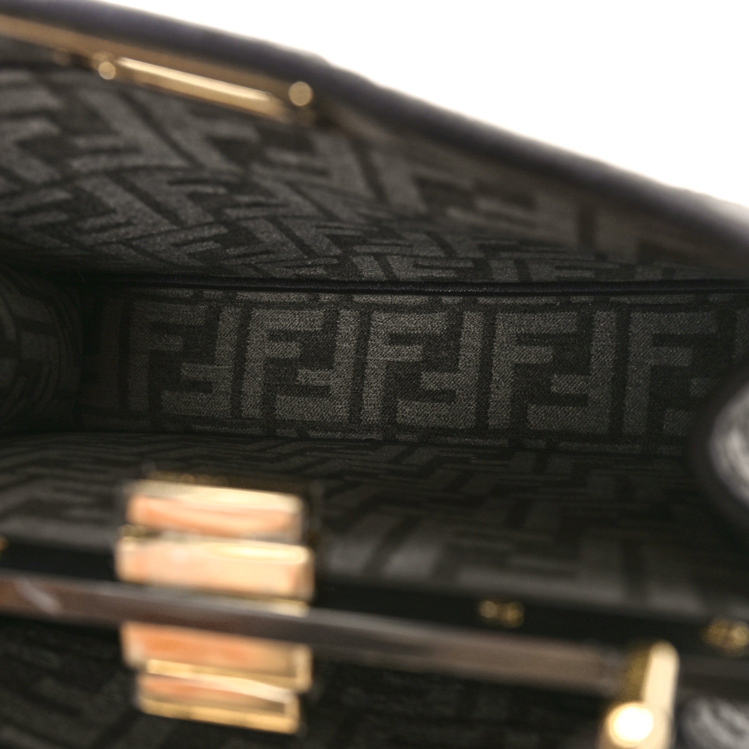 Fendi Chenille Vitello Seta FF Small Peekaboo I SEE U Satchel Anthracite Asfalto 5 of 8