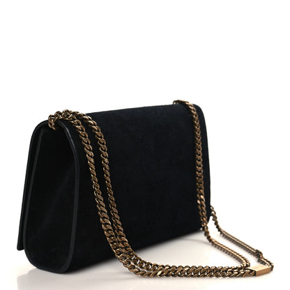 Saint Laurent Suede Crystal Medium Classic Monogram Kate Satchel Black 3 of 8