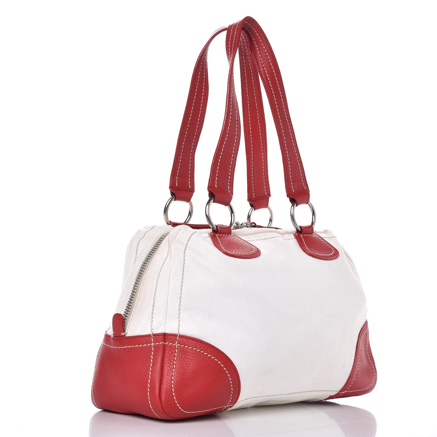 Miu Miu Canvas Calfskin Satchel Fuoco 3 of 9