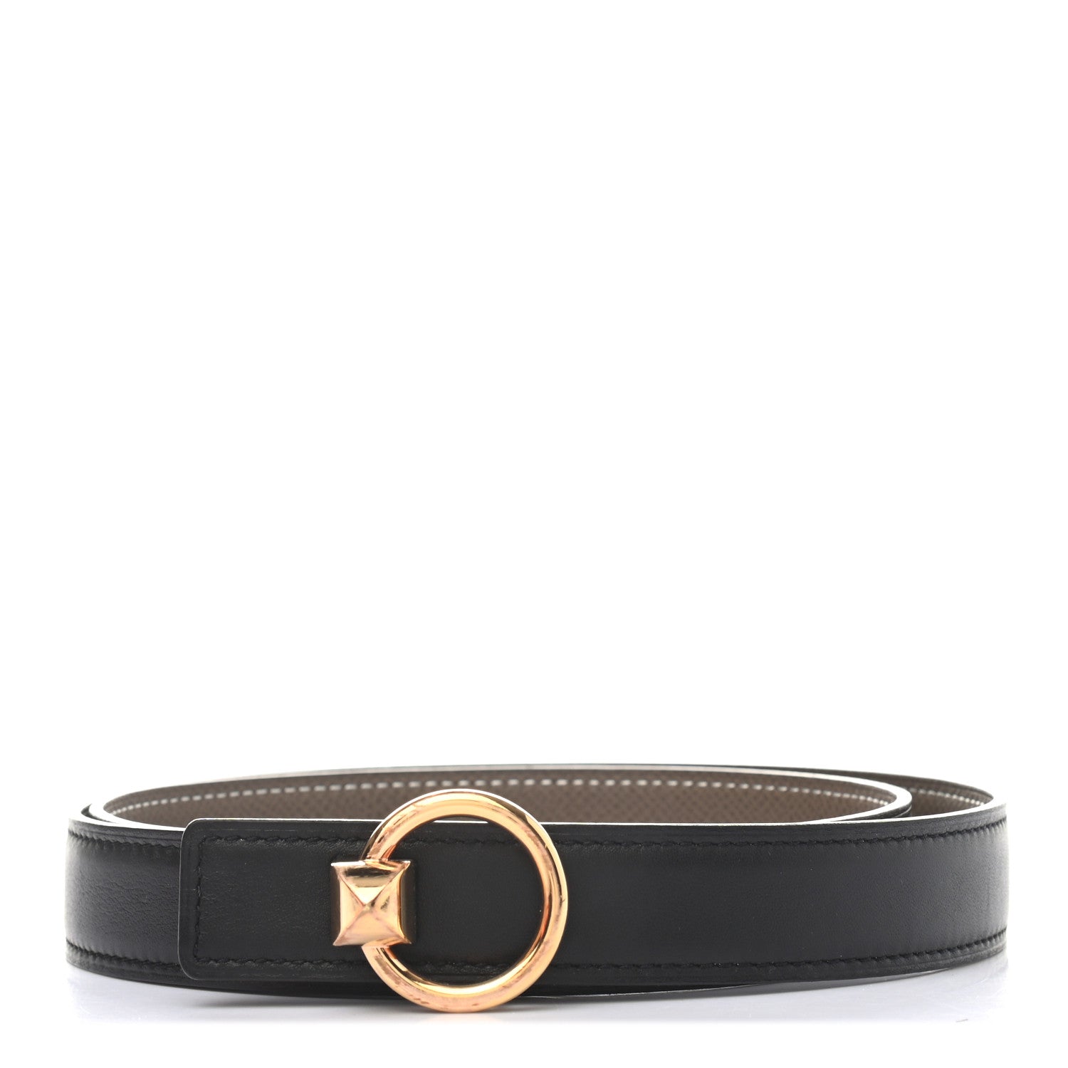 Hermes Swift Epsom 24mm Mini Medor Belt 80 Black Etoupe 1 of 6