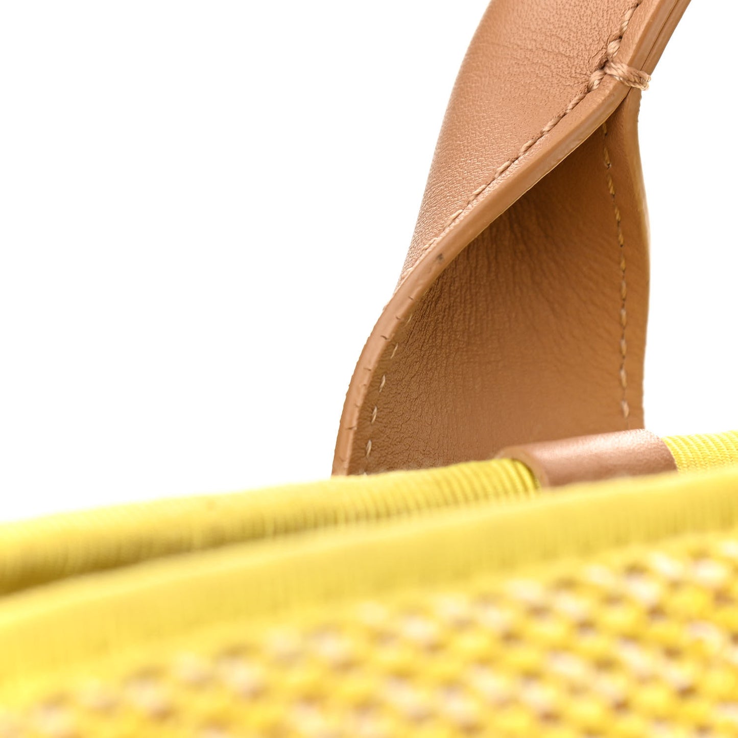 Mixed Fibers Large Shopping Bag Yellow Brown