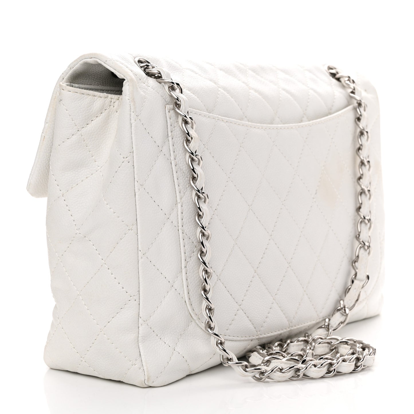 Caviar Quilted Maxi Single Flap White