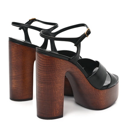Saint Laurent Calfskin Bianca Platform Sandals 38 Black 4 of 10