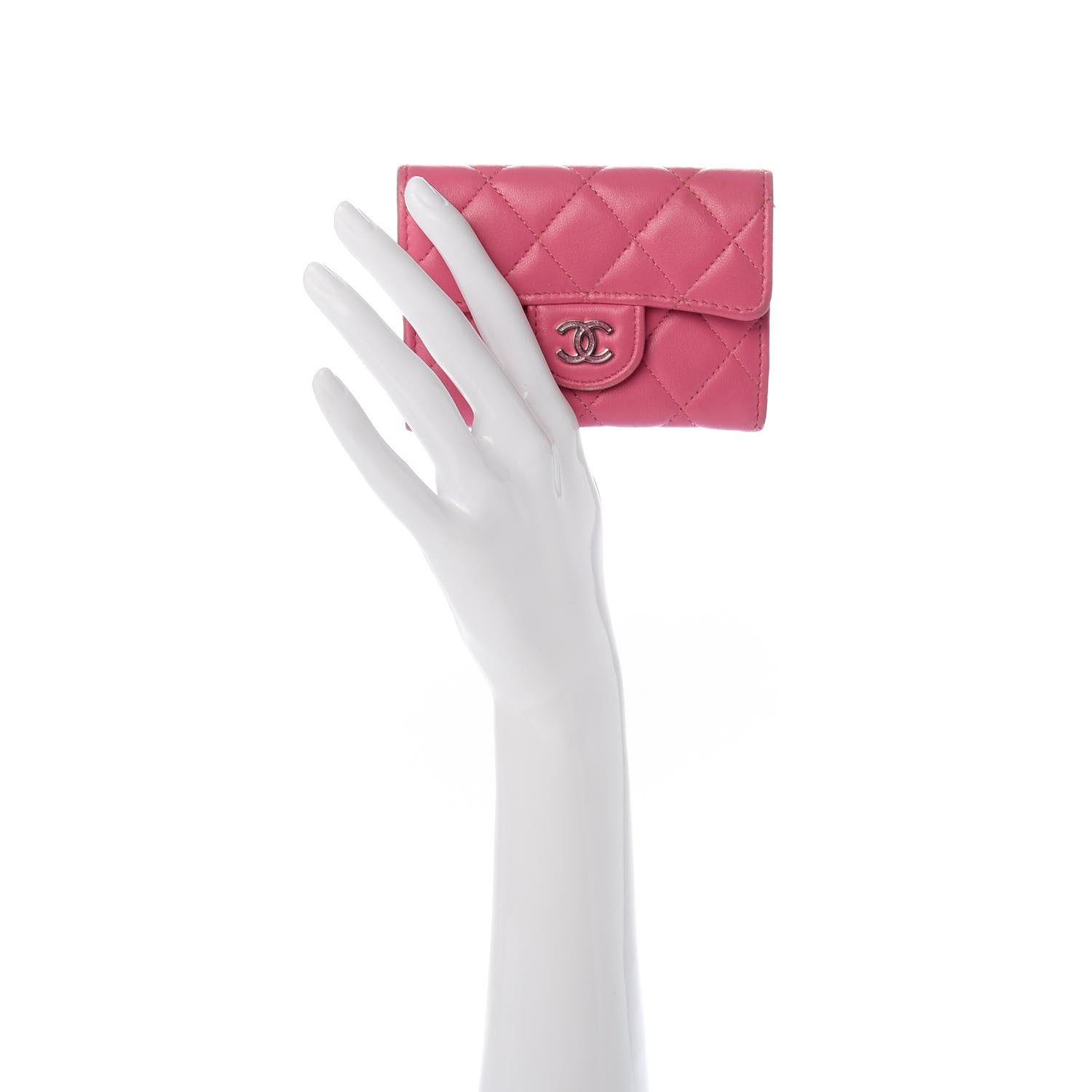 Chanel Lambskin Quilted Flap Card Holder Wallet Pink 2 of 7
