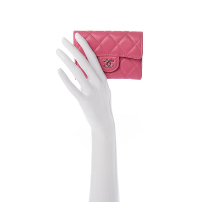 Chanel Lambskin Quilted Flap Card Holder Wallet Pink 2 of 7