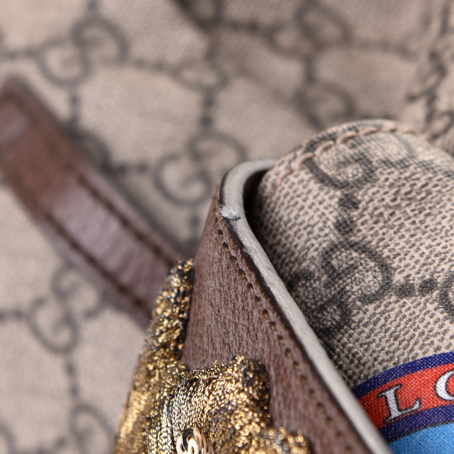 GG Supreme Monogram Embroidered Flap Backpack