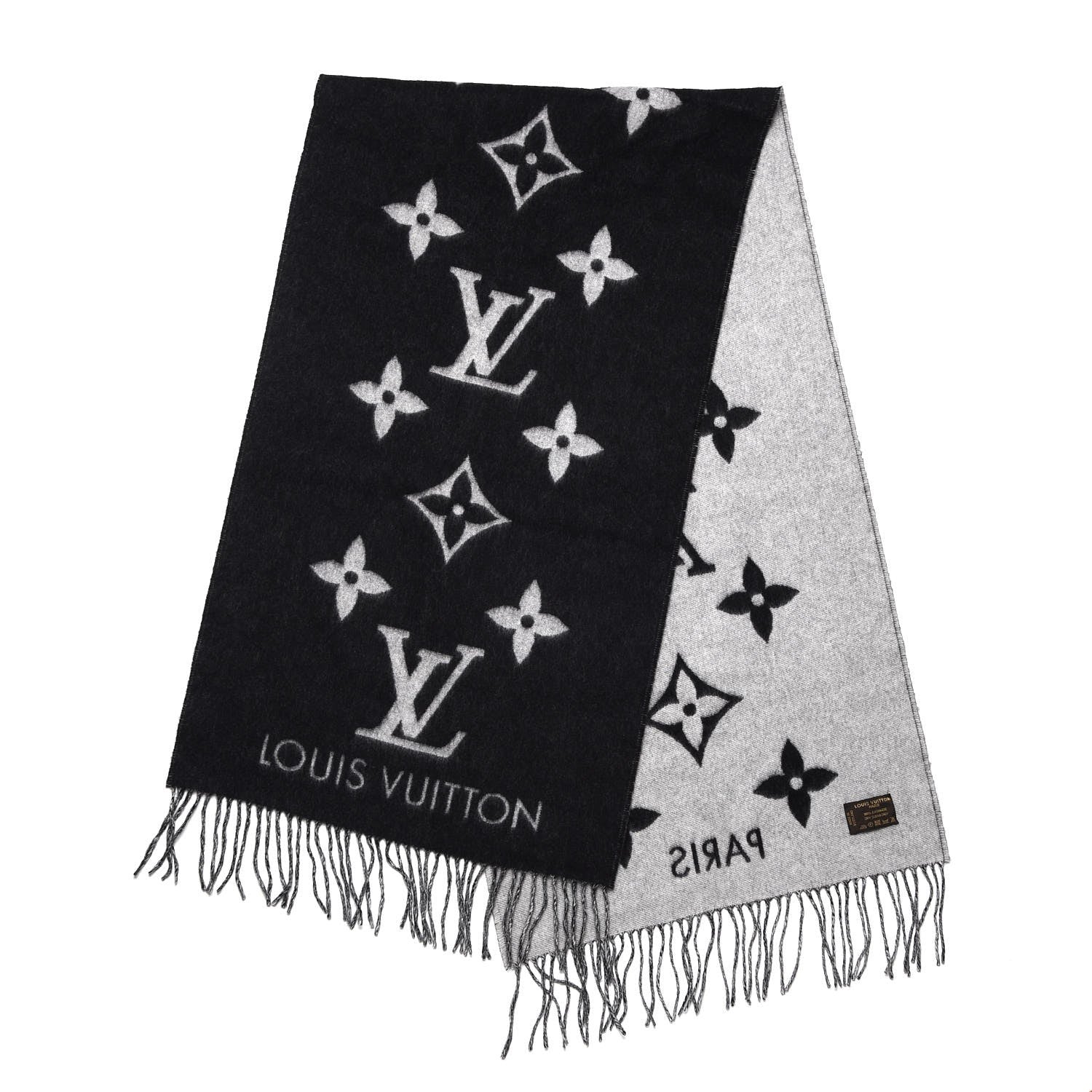 Louis Vuitton Cashmere Monogram Reykjavik Scarf Black 3 of 4