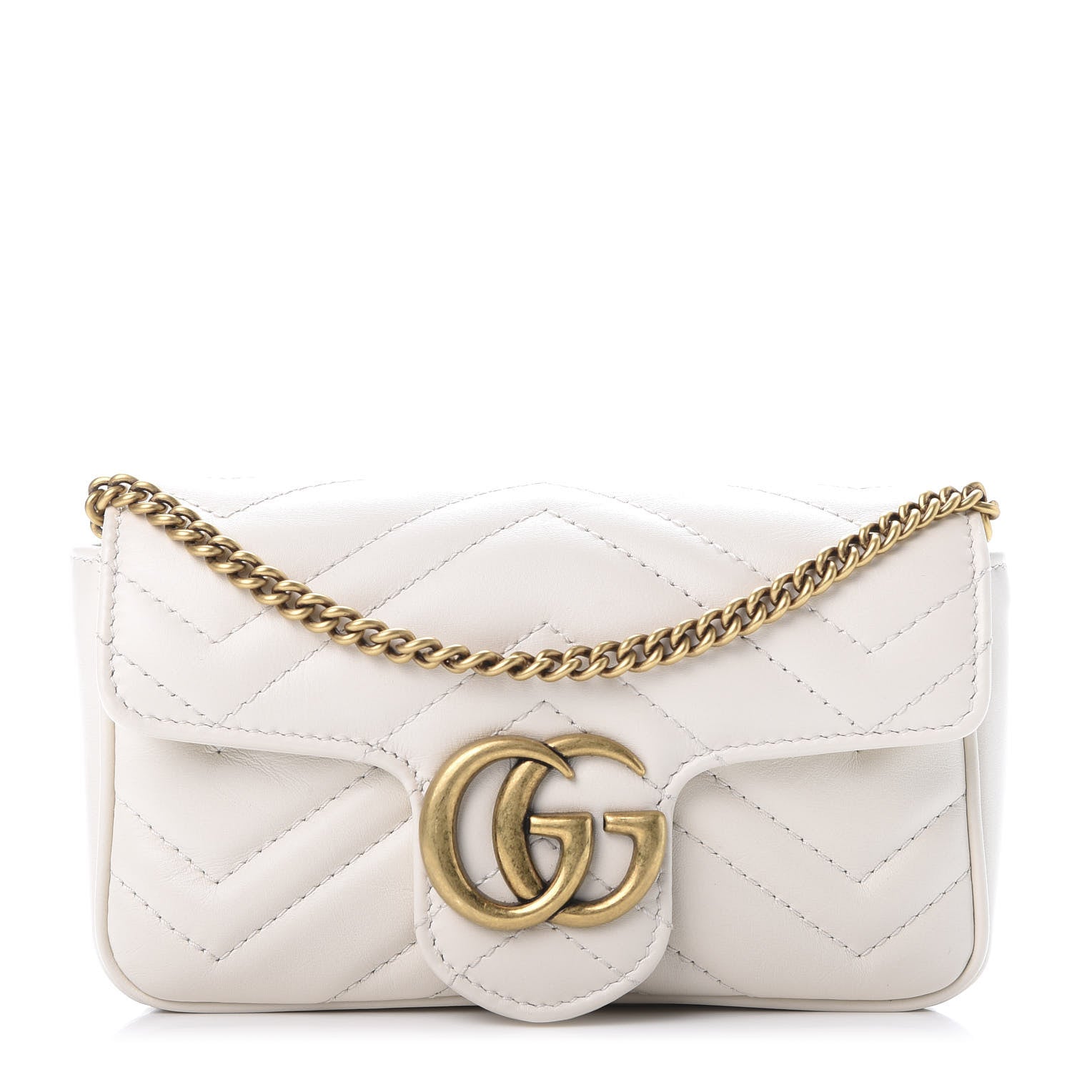 Gucci Calfskin Matelasse Super Mini GG Marmont Shoulder Bag White 1 of 11