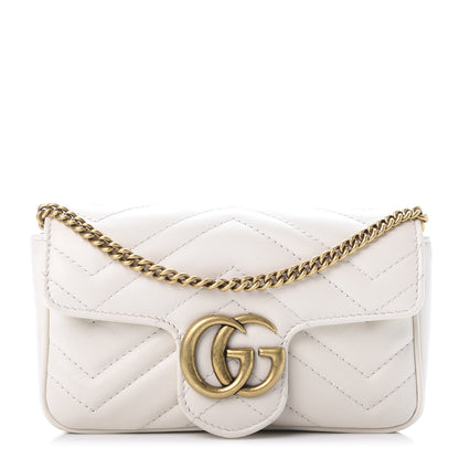 Gucci Calfskin Matelasse Super Mini GG Marmont Shoulder Bag White 1 of 11