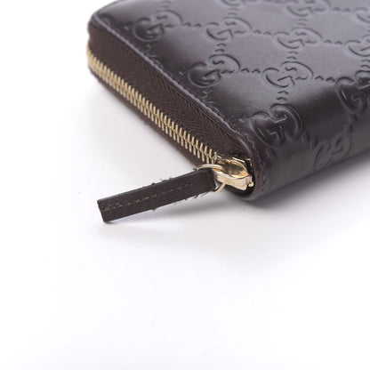 Gucci Guccissima Margaux Calfskin Metal Bar Zip Around Wallet Chocolate 8 of 9