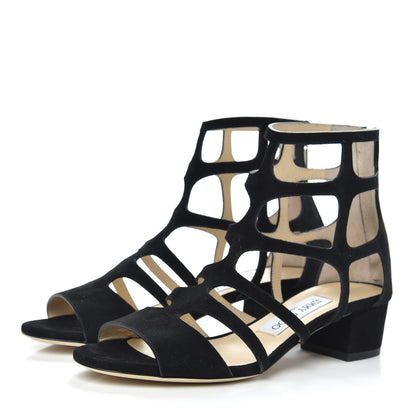 Jimmy Choo Suede Ren 35 Sandals 36 Black 3 of 8
