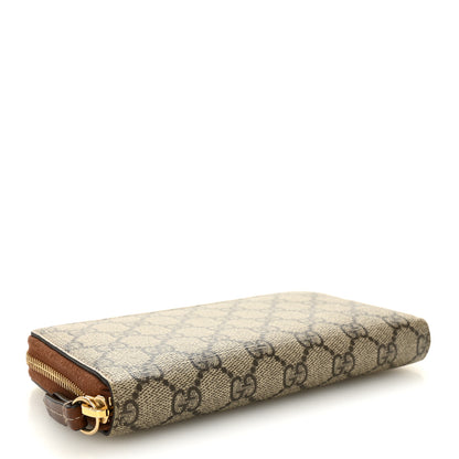 Gucci GG Supreme Monogram Cuoio Toscano Zip Around Wallet Beige Ebony Cuir 4 of 7