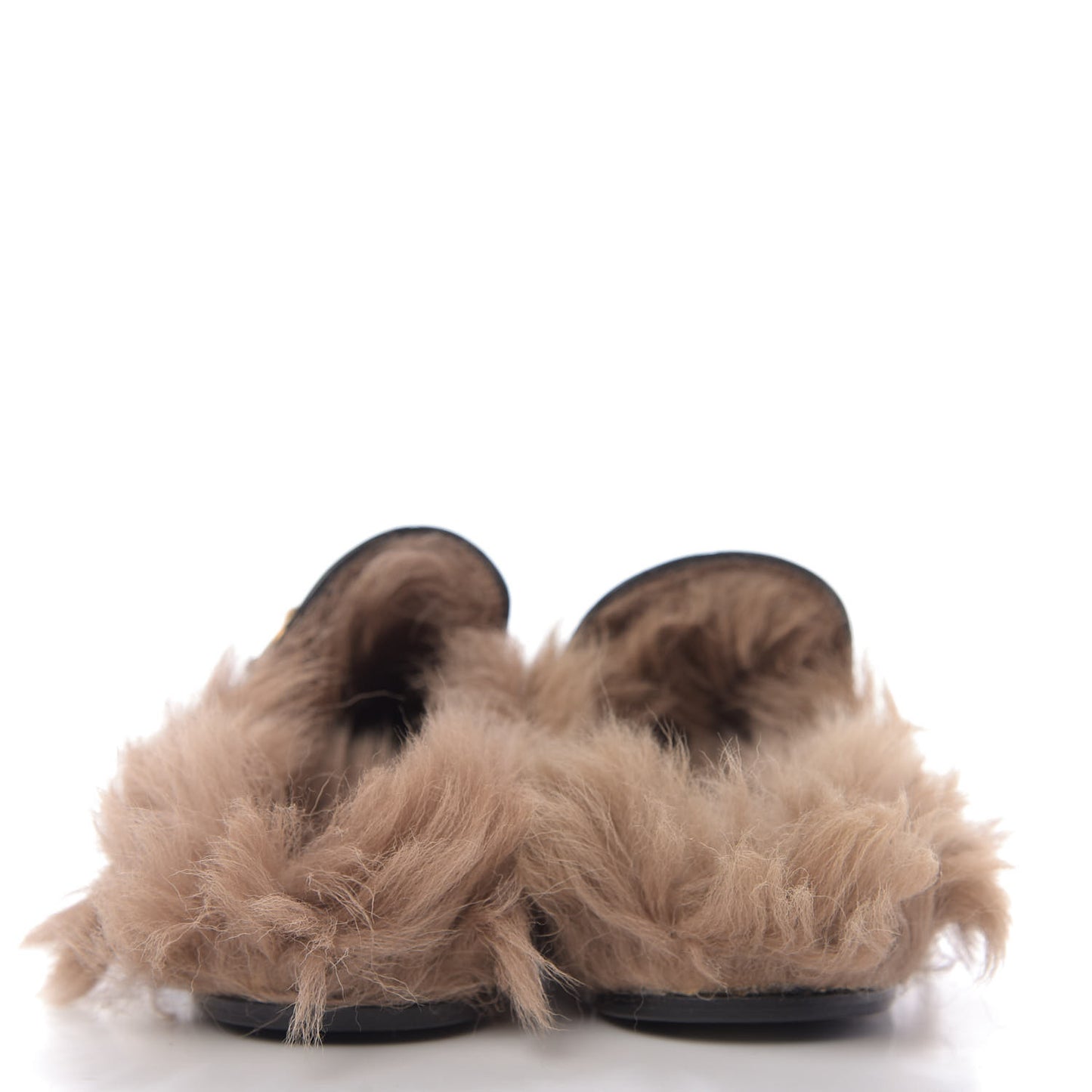 Patent Fur Womens Princetown Slippers 36.5 Black Natural