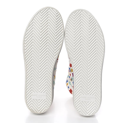 Saint Laurent Distressed Canvas Fun-Star Print Bedford Hightop Sneakers 36 Cream 4 of 9