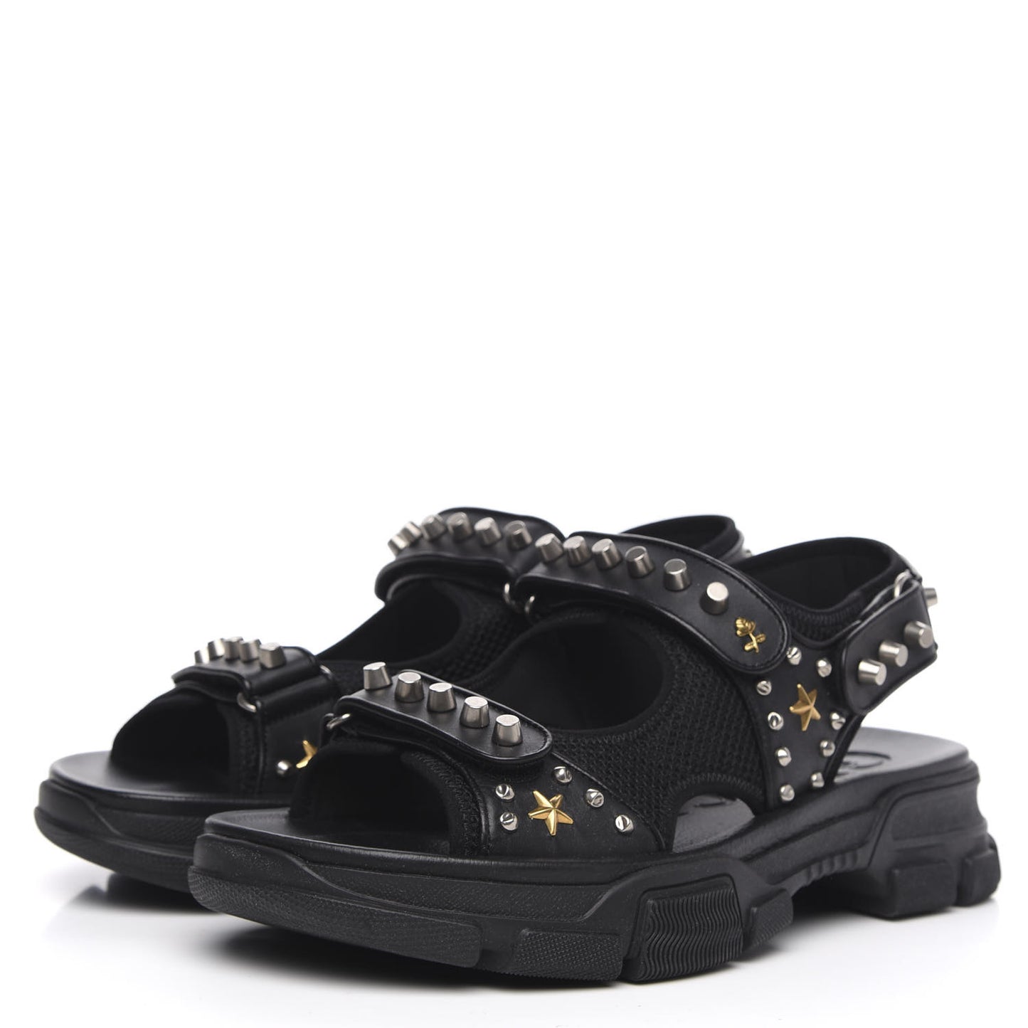 Nappa Mesh Studded Mens Aguru Sandals 12 Black