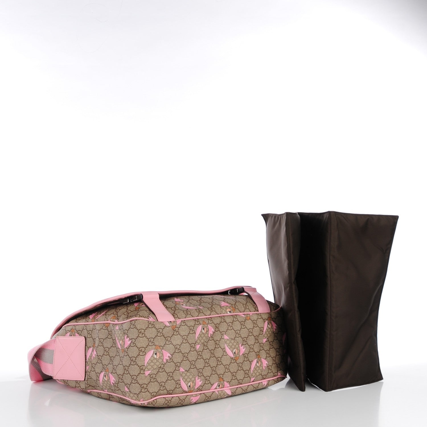 Gucci GG Supreme Monogram Zoo Birds Messenger Print Diaper Bag Pink 4 of 9