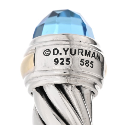 David Yurman Sterling Silver 14K Yellow Gold Blue Topaz 7mm Cable Classics Bracelet 3 of 3