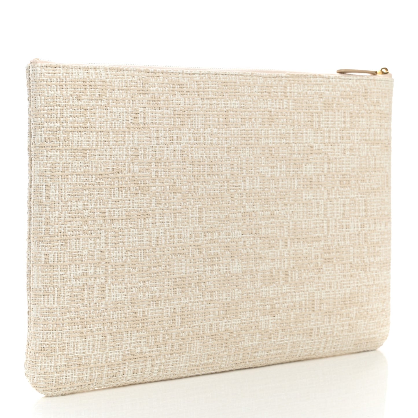 Woven Raffia Large Deauville Pouch White